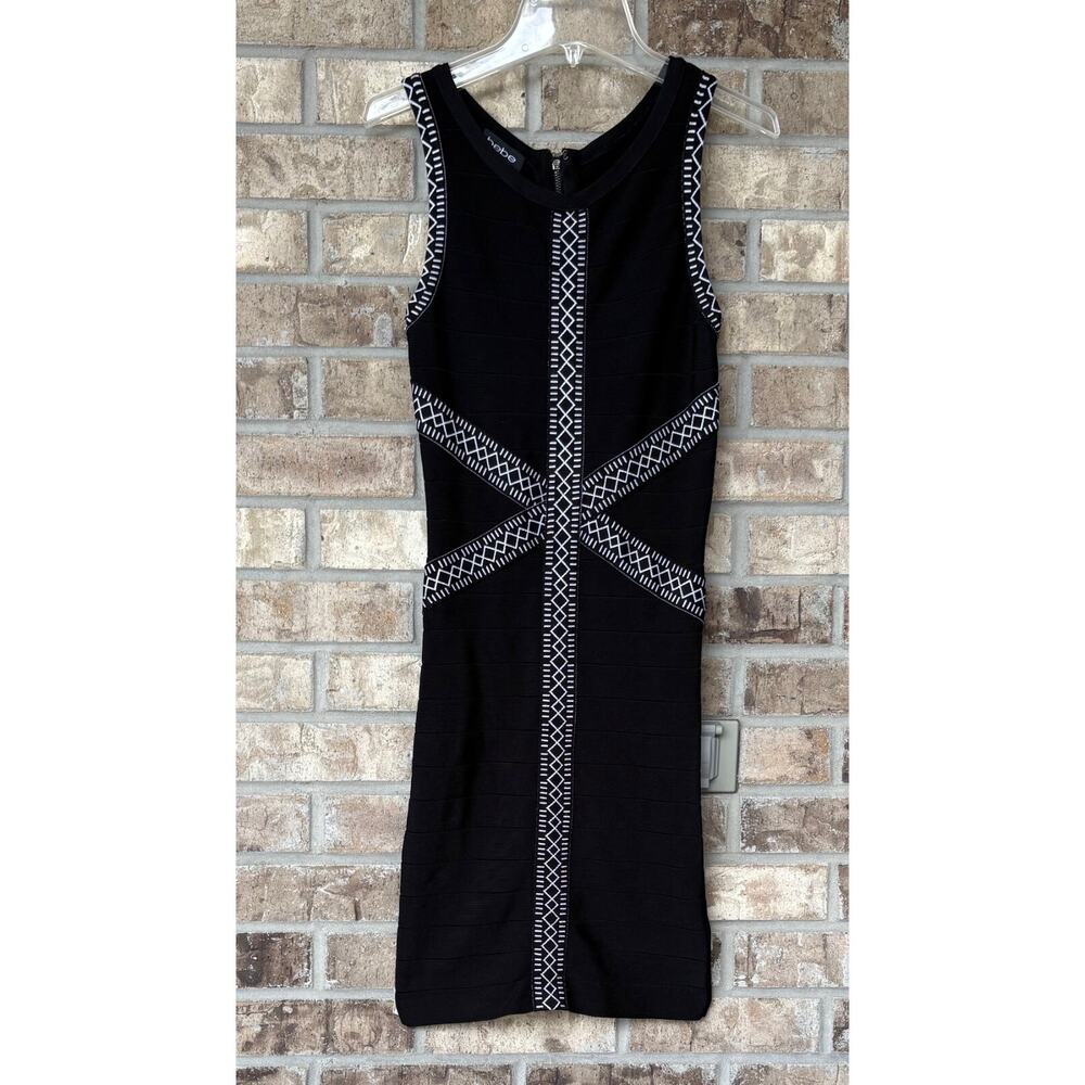 BEBE Y2K Gothic Dress Bodycon Bandage Black Stretch Hourglass Cocktail SP